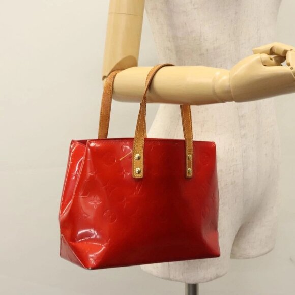 LOUIS VUITTON Monogram Vernis Reade PM Hand Bag Red Rouge M91088 LV Auth 104158 - Picture 14 of 16